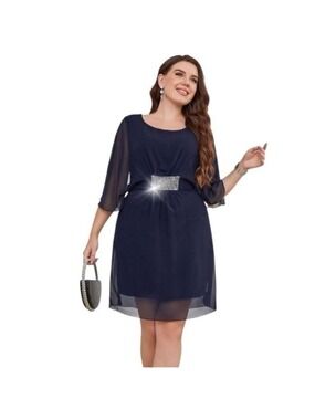 Women Plus Size Chiffon Overlay Dress 5XL